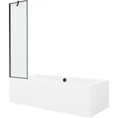 Wanny - Mexen Cube wanna prostokątna 170 x 80 cm z obudową i parawanem 1-skrzydłowym 50 cm, czarny wzór - miniaturka - grafika 1