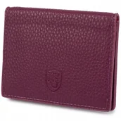 Etui na dokumenty i karty - Etui na wizytówki portfel na karty dokumenty Skóra Naturalna Fioletowe - miniaturka - grafika 1