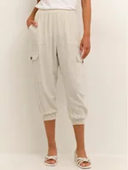 Spodnie damskie - Kaffe Spodnie materiałowe Liny 10505458 Beżowy Relaxed Fit - miniaturka - grafika 1