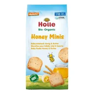 Kaszki dla dzieci - HOLLE Bio Mini sucharki z miodem i masłem, 100g - miniaturka - grafika 1