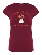 Koszulki i topy damskie - T-Shirt damski fajny nadruk KWIATY KWIATKI r.M - miniaturka - grafika 1