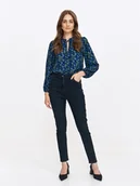 Spodnie damskie - Granatowe jeansowe rurki damskie - miniaturka - grafika 1