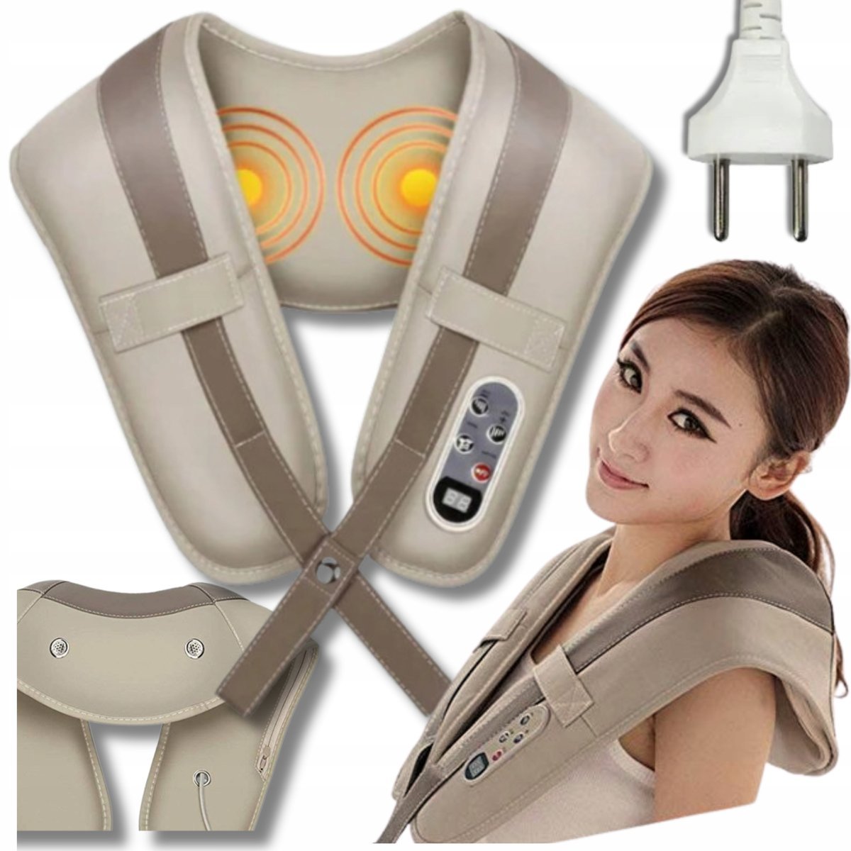 PAS MASUJĄCY MASAŻER SHIATSU DO CAŁEGO CIAŁA KARKU 100 TRYBÓW GRZEJĄCY