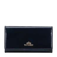 Portfele - Portfel damski ze skóry lakierowanej duży granatowy - miniaturka - grafika 1