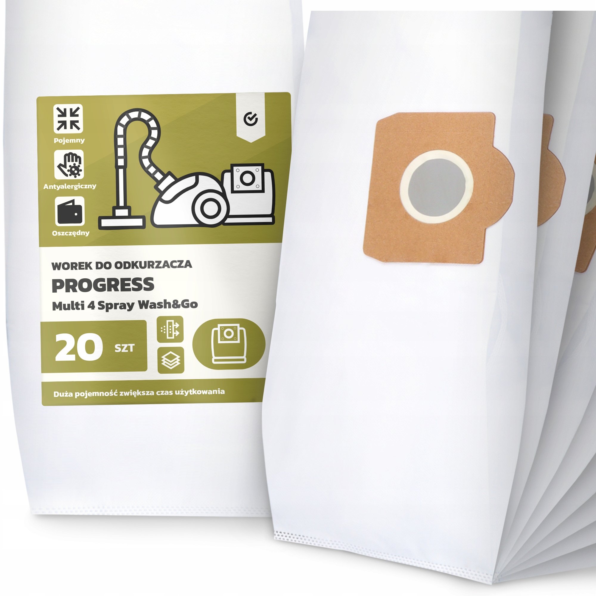 20x Worek do Odkurzacza Progress Multi 4 Spray Wash&Go Syntetyczny Worki