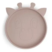 Śliniaki i fartuszki - Nuuroo silikonowy talerzyk obiadowy duży GIRAF Woodrose - miniaturka - grafika 1