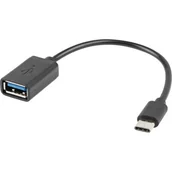 Kable USB - LANBERG Kabel USB 2.0 Lanberg USB type-C(M) - USB-A(F) 0,15m OTG czarny AD-OTG-UC-01 - miniaturka - grafika 1
