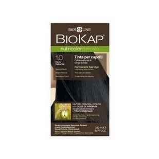 Bios Line S.P.A. BIOKAP NUTRICOLOR DELICATO 1.0 Naturalna Czerń, 140 ml - Farby do włosów i szampony koloryzujące - miniaturka - grafika 1