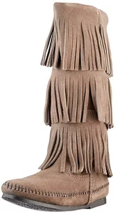 Minnetonka Damskie 3-warstwowe buty z frędzlami UK, Szary - szary - 37 EU - Moda i Uroda OUTLET - miniaturka - grafika 1