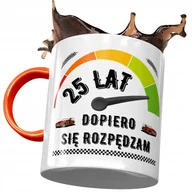 Kubki - Kubek Pomarańczowy na Urodziny 25 25te 25-te z Nadrukiem ze Zdjęciem + Opakowanie na prezent (wzór 01) - miniaturka - grafika 1