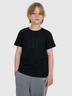 Koszulki dla chłopców - 4F T-shirt regular z nadrukiem chłopięcy - czarny 122 (6-7 lat) - miniaturka - grafika 1