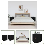 Szafki nocne - The Living Store Szafki nocne 2 szt. czarne 40x34x45 cm lite drewno sosnowe - miniaturka - grafika 1