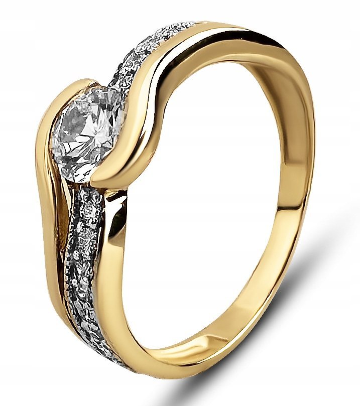 BOGATY ZŁOTY PIERŚCIONEK Z CYRKONIAMI WENUS 333