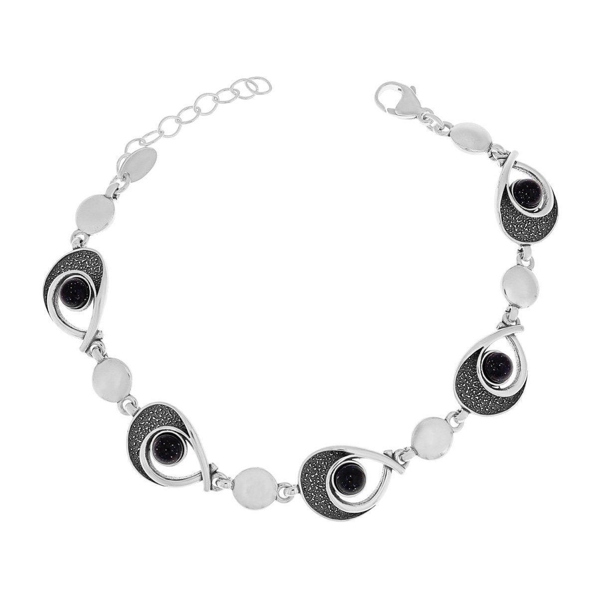 Srebrna bransoletka z kamieniami noc kairu 18-21 cm pr. 925