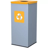 Kosze na śmieci - Metalowy kosz do segregacji śmieci 30x30x70cm 60L PLASTIK - pokrywa żółta - miniaturka - grafika 1