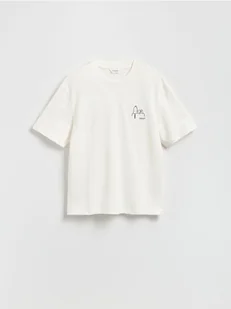 Reserved - Bawełniany t-shirt Snoopy - złamana biel - Koszulki męskie - miniaturka - grafika 1