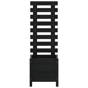 Donica ogrodowa z trejażem, czarna, 39x39,5x114 cm, lita sosna Lumarko! - Donice - miniaturka - grafika 6