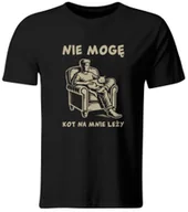 Koszulki męskie - Koszulka Nie Mogę, Kot na Mnie Leży. Śmieszny t-shirt, roz. L - miniaturka - grafika 1