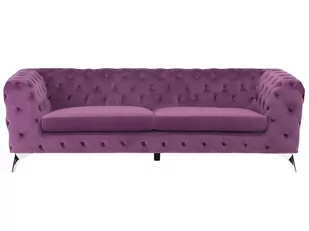 Beliani Sofa trzyosobowa welur fioletowa SOTRA - Sofy i kanapy - miniaturka - grafika 1