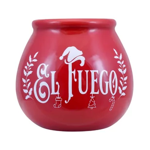 Tykwa Ceramiczna z logo El Fuego - Christmas Edition (czerwona) 300 ml - Yerba Mate - miniaturka - grafika 1
