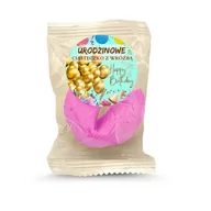 Desery dla dzieci - Ciasteczko z naklejką okrągłą "Urodzinowe ciasteczko" 6g PINK - miniaturka - grafika 1