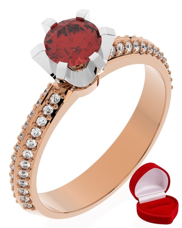ZŁOTY PIERŚCIONEK ZARĘCZYNOWY 585 14k RUBIN 0,50 ct RÓŻOWE ZŁOTO R10
