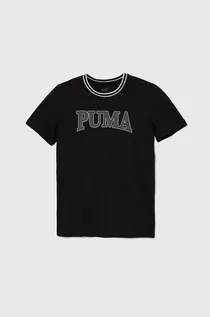Koszulki dla dziewczynek - Puma t-shirt bawełniany dziecięcy PUMA SQUAD B kolor czarny z nadrukiem - grafika 1