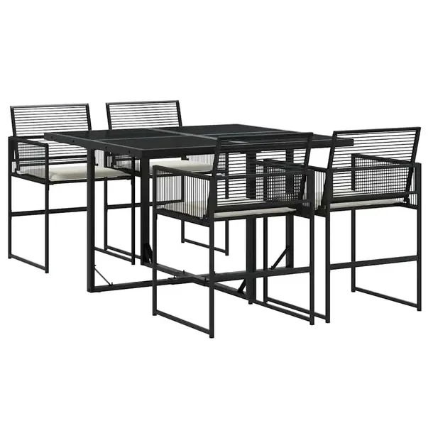 Zestaw Mebli Ogrodowych Rattan PE Czarny 110x107x72 cm, Stół Szkło Harto