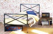 Łóżka - Łóżko metalowe pojedyncze "Loft" dwa szczyty - miniaturka - grafika 1