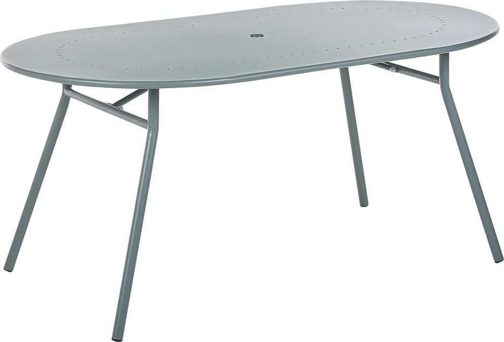 Beliani Stół ogrodowy metalowy 160 x 90 cm jasnoniebieski CALVI!