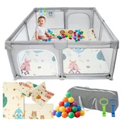 Łóżeczka i kojce - Kojec dla dziecka 126x126 cm suchy basen mata dwustronna + piłki + torba - miniaturka - grafika 1