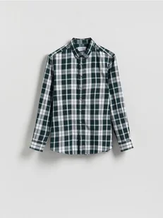 Reserved - Koszula regular fit w kratę - ciemnozielony - Koszule męskie - miniaturka - grafika 1