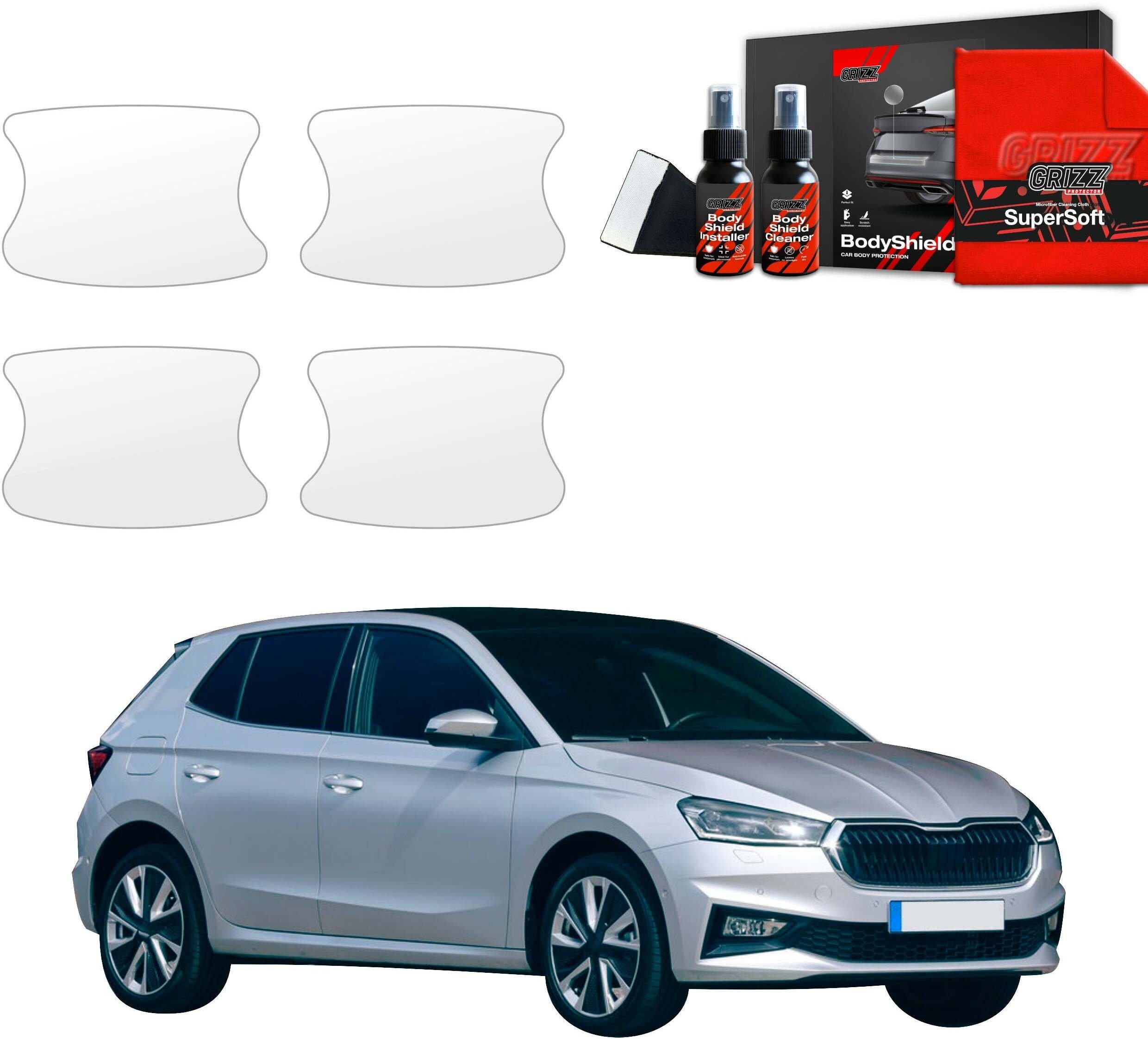 GrizzGlass Folia ochronna pod klamki GrizzGlass BodyShield do Skoda Fabia 2019-2025 [4w1]