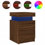 Szafki nocne - Szafka nocna z oświetleniem Led, brązowy dąb, 3 - miniaturka - grafika 1