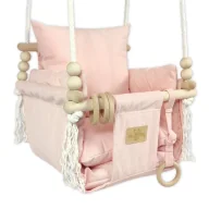 Leżaczki i huśtawki - Różowa drewniana huśtawka dla niemowlaka F4-G55 - miniaturka - grafika 1