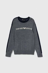 Emporio Armani sweter wełniany dziecięcy kolor granatowy lekki - Swetry dla chłopców - miniaturka - grafika 1