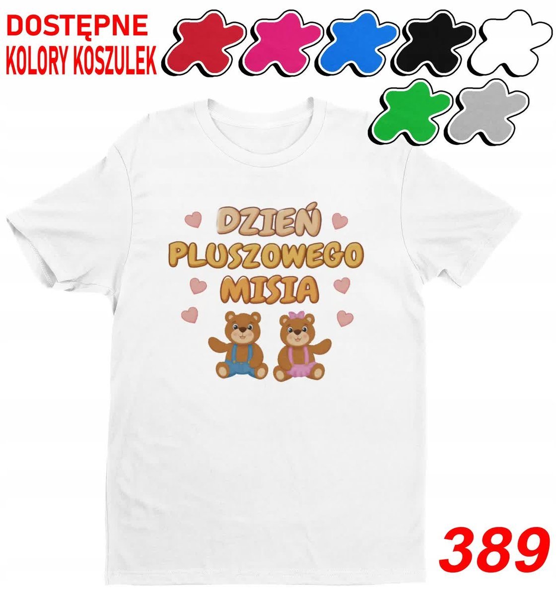 Dziecięca Koszulka Nadrukie Dzień Pluszowego Misia Miś Nietypowych-M134-140