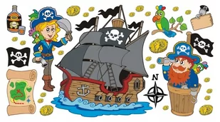 Naklejki na ścianę dla dzieci - zestaw Piraci 2, 100x50 cm - Naklejki na ścianę - miniaturka - grafika 1