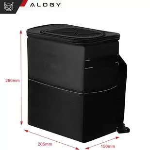 Samochodowy kosz na śmieci Organizer mini śmietnik na zagłówek fotel auta do samochodu czarny 8l torba termiczna Alogy - Pozostałe akcesoria do telefonów - miniaturka - grafika 3