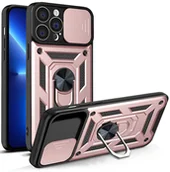 Etui i futerały do telefonów - Hurtel Hybrid Armor Camshield etui iPhone 13 Pro pancerny pokrowiec z osłoną na aparat różowe - miniaturka - grafika 1