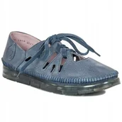 Półbuty damskie - Półbuty damskie Maciejka 04449-17 ażurowe skórzane granat na jeans r.40 - miniaturka - grafika 1