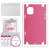 Szkła hartowane na telefon - Folia naklejka skórka strukturalna na TYŁ+BOKI do Apple iPhone 11 -  Carbon Różowy - apgo SKINS - miniaturka - grafika 1