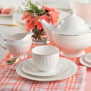 Serwis kawowy na 6 osób porcelanowy złota linia MESYNA GOLD - Serwisy do kawy i herbaty - miniaturka - grafika 1