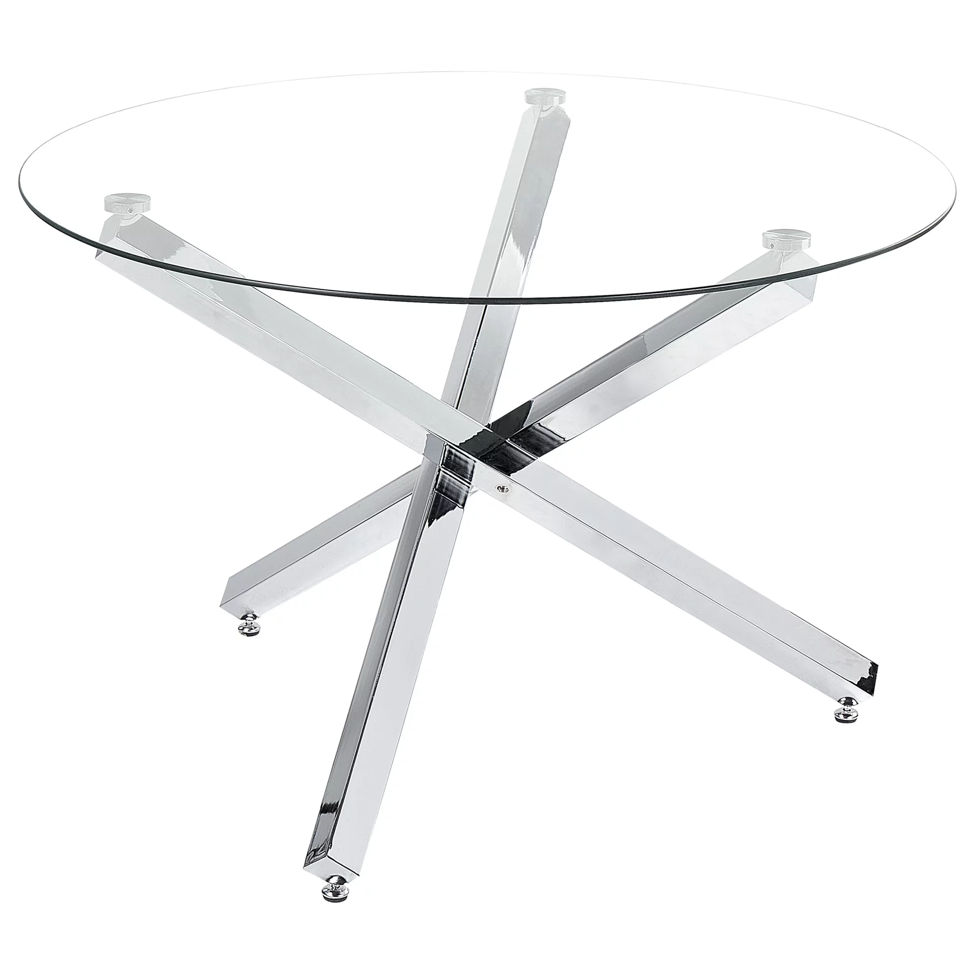 Stół do jadalni ze szklanym blatem okrągły ⌀ 110 cm srebrny BUTLER