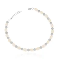 Bransoletki - Srebrna bransoletka z białymi perłami i kulkami 17 cm pr. 925 - miniaturka - grafika 1