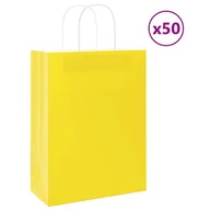 Zestawy upominkowe - vidaXL Torby papierowe 50 szt. z uchwytami żółte 26x12x35 cm - miniaturka - grafika 1