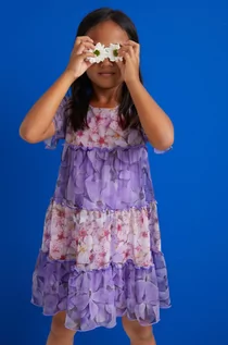 Sukienki - Desigual sukienka dziecięca kolor fioletowy mini rozkloszowana - grafika 1