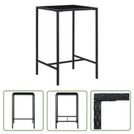 Stoły ogrodowe - The Living Store Ogrodowy stolik barowy - czarny - 70x70x110 cm - rattan PE i szkło - Stolik Barowy - miniaturka - grafika 1