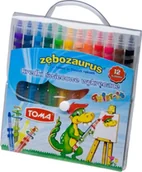 Długopisy - Kredki świecowe wykręcane Twist-it Zębozaurus 12 kolorów - TOMA - miniaturka - grafika 1