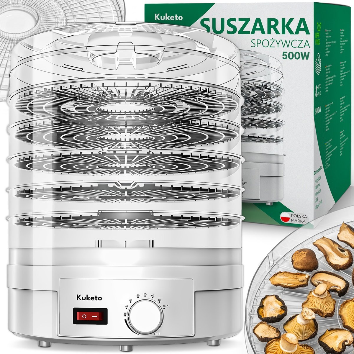 SUSZARKA DO GRZYBÓW OWOCÓW WARZYW ZIÓŁ SPOŻYWCZA DUŻA 5 SIT MOCNA 500W